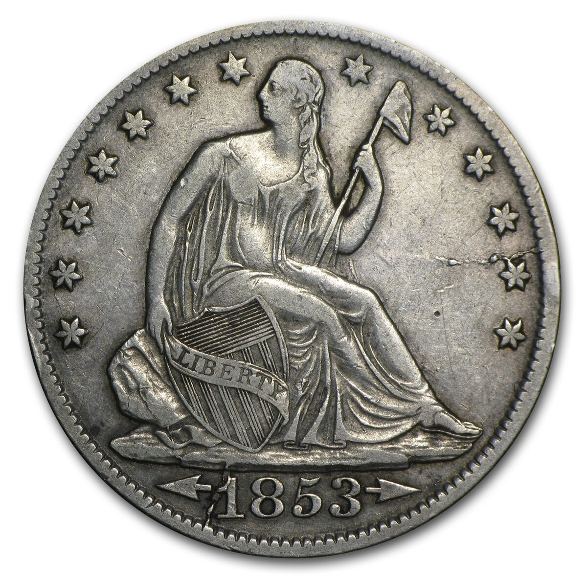 1853-O Liberty Seated Half Dollar w/Arrows & Rays XF