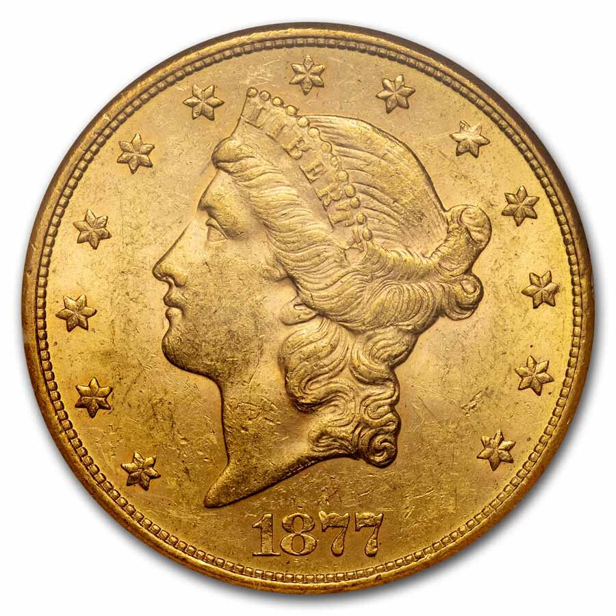 1877-S $20 Liberty Gold Double Eagle AU-58 NGC