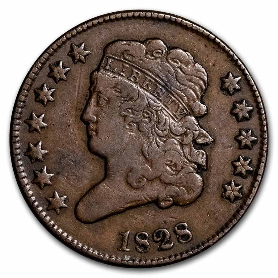 1828 Half Cent 12 Stars VF
