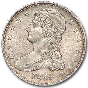 1838 Reeded Edge Half Dollar AU
