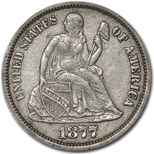 1877-CC Liberty Seated Dime XF