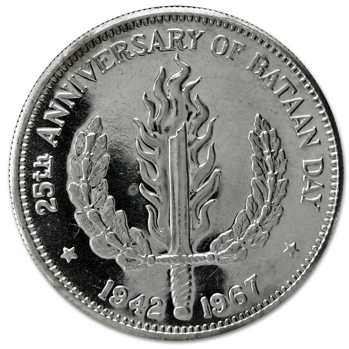 1967 Philippines Silver Peso Bataan Day BU (25th Anniv)