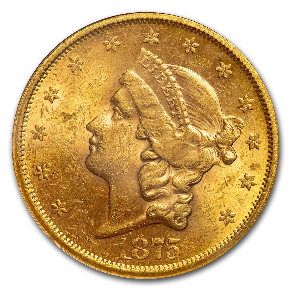 1875-S $20 Liberty Gold Double Eagle MS-60 NGC