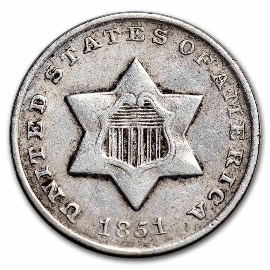 1851-O Three Cent Silver VG