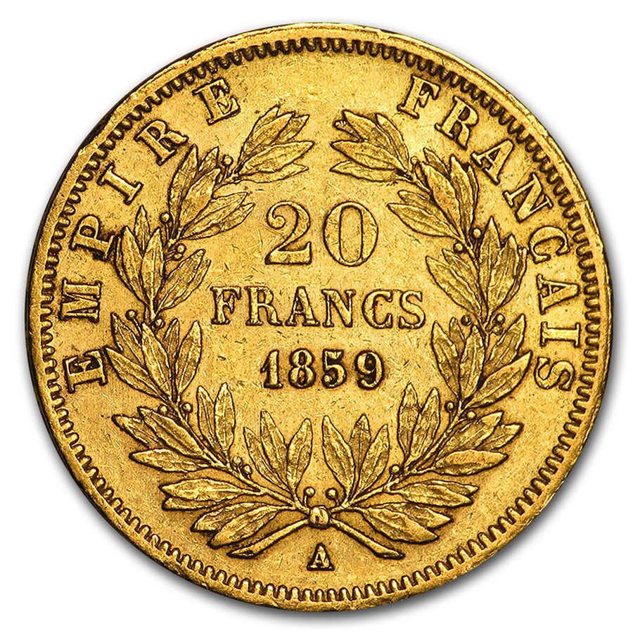 1852-1860 France Gold 20 Francs Napoleon III Avg Circ
