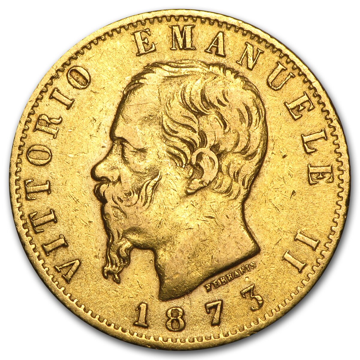 1861-1878 Italy Gold 20 Lire Vittorio Emanuele II Avg Circ