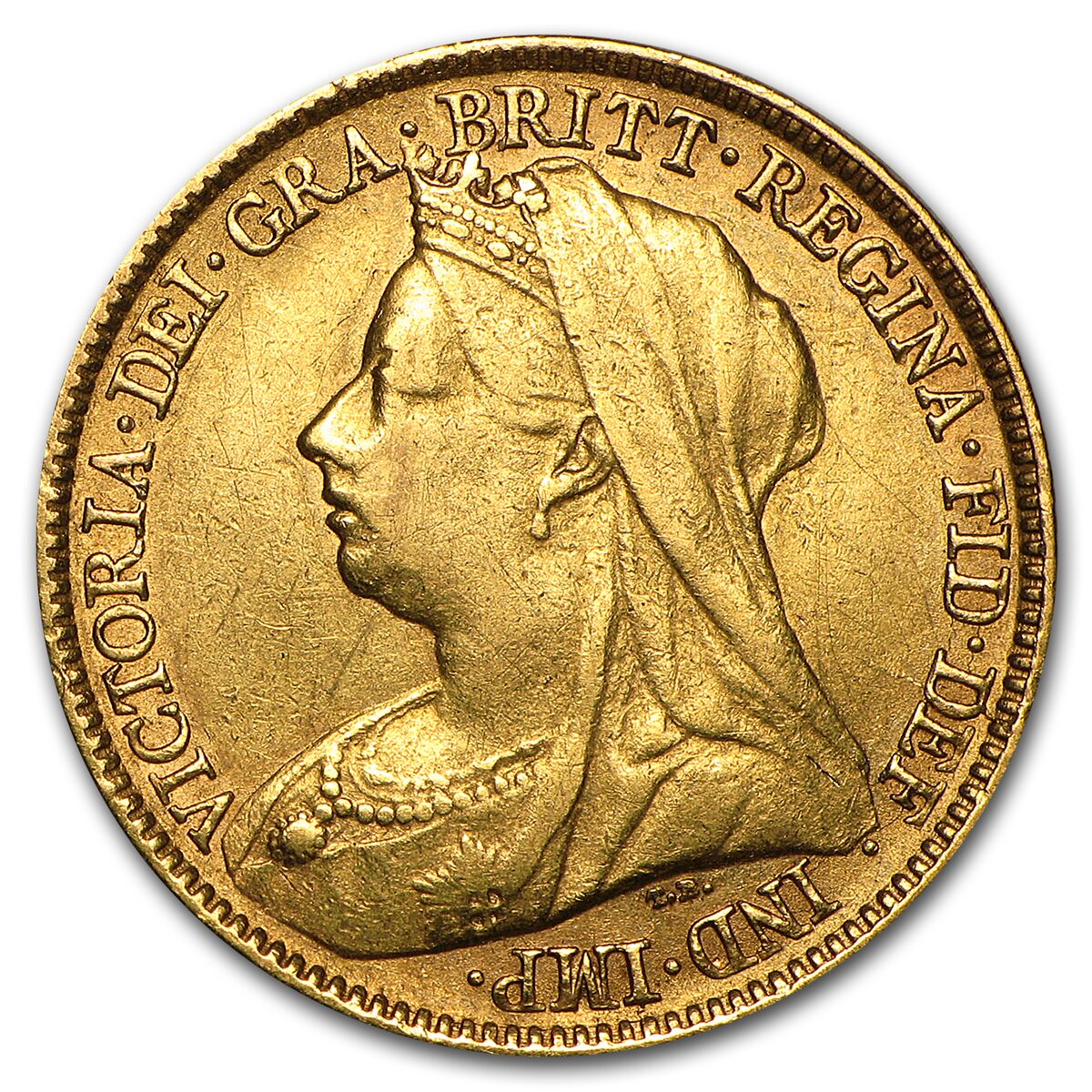 1893-1901 Great Britain Gold 1/2 Sovereign Victoria Veil Avg Circ
