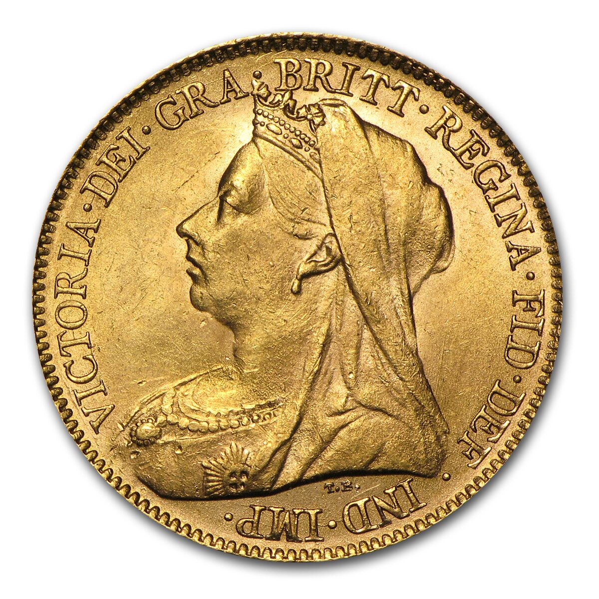 1893-1901 Great Britain Gold Half Sov. Victoria Veil Head BU