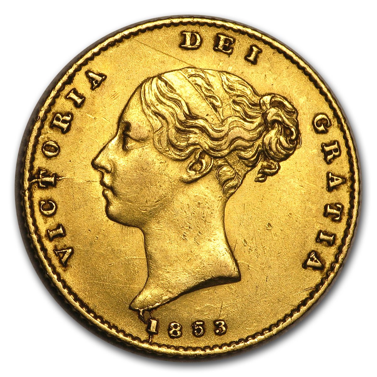 1838-1885 Great Britain Gold 1/2 Sovereign Victoria Young Head XF