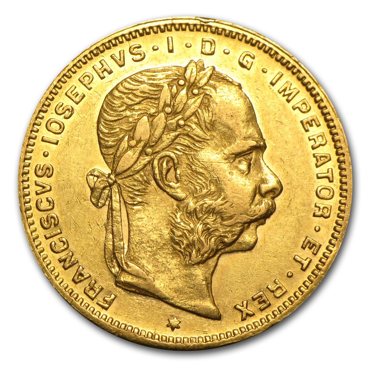 Austria Gold 20 Franc/8 Florin Avg Circ