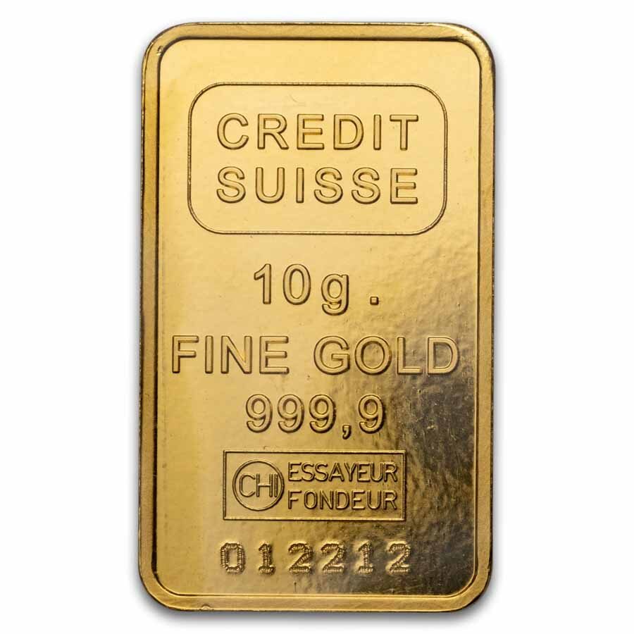 10 gram Gold Bar - Credit Suisse Statue of Liberty(Classic Assay)