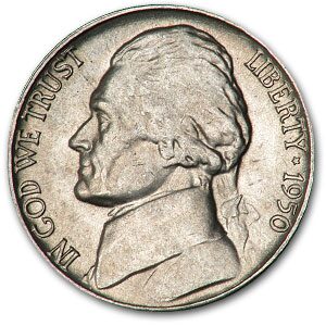 1950-D Jefferson Nickel AU
