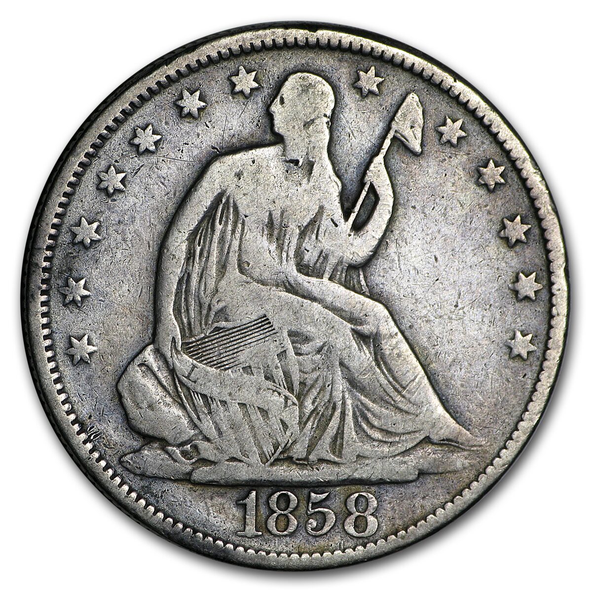 1858 Liberty Seated Half Dollar Fine