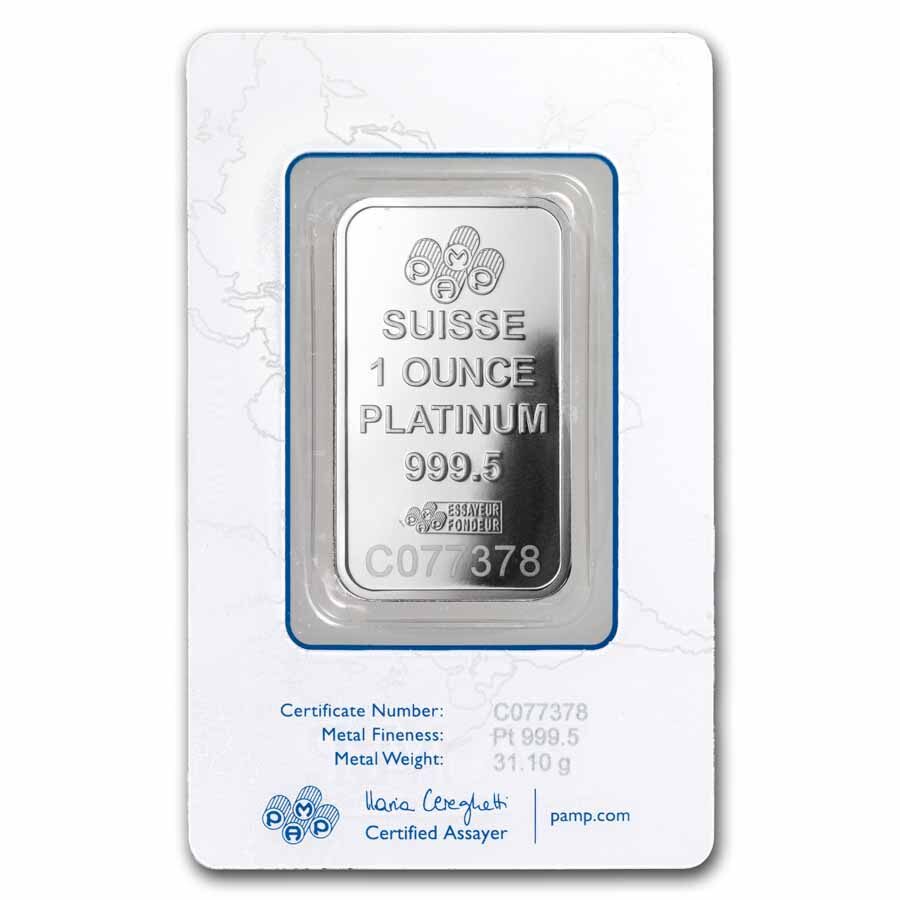 1 oz Platinum Bar - PAMP Suisse Lady Fortuna (In Assay)