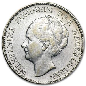 1922-1944 Netherlands Silver Gulden Avg Circ (ASW .2315)