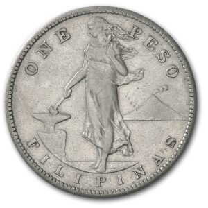 1907-1912 Philippines Silver 1 Peso Avg Circ