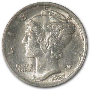 1923 Mercury Dime AU