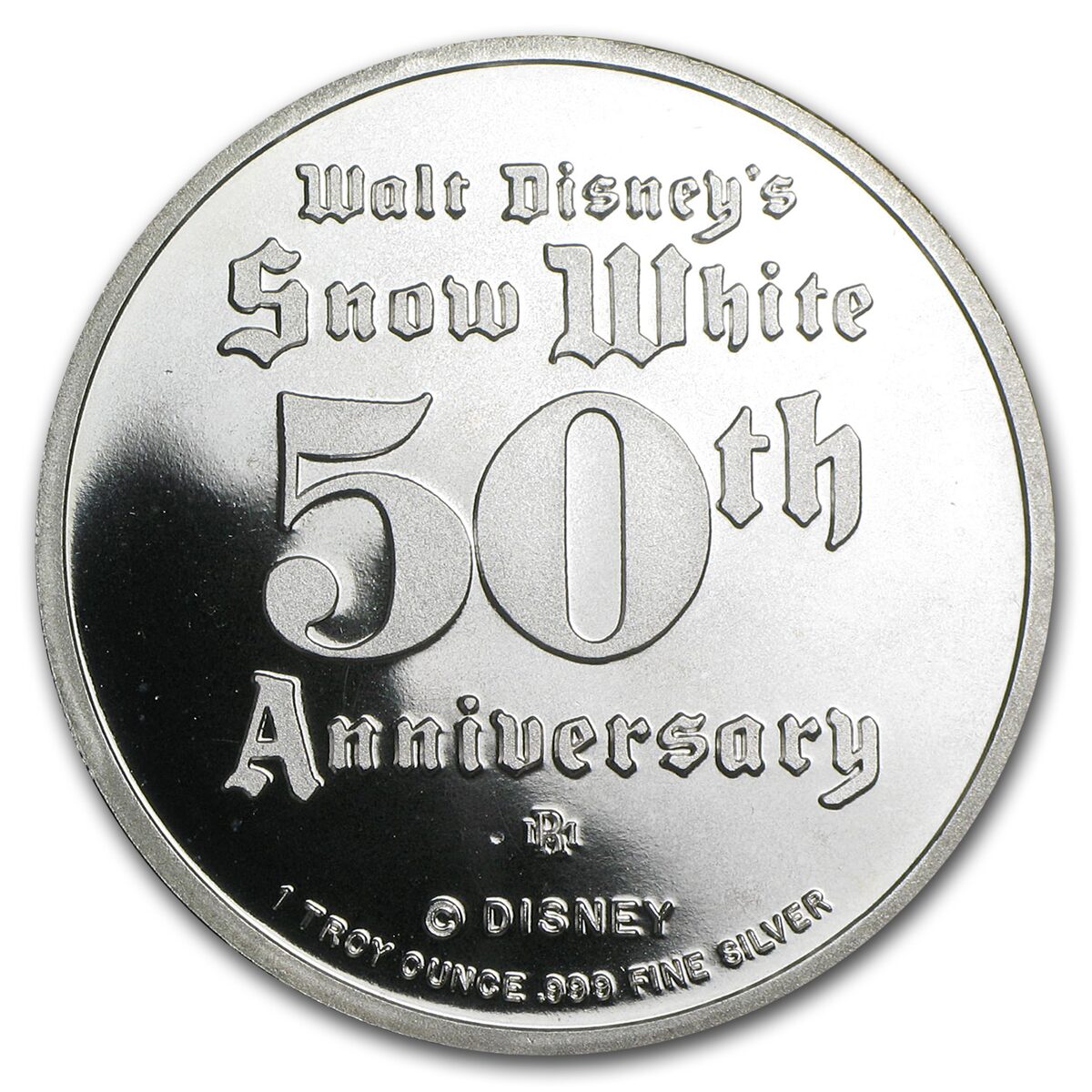 1 oz Silver - Snow White 50th Anniv (Snow White, w/Box & COA)