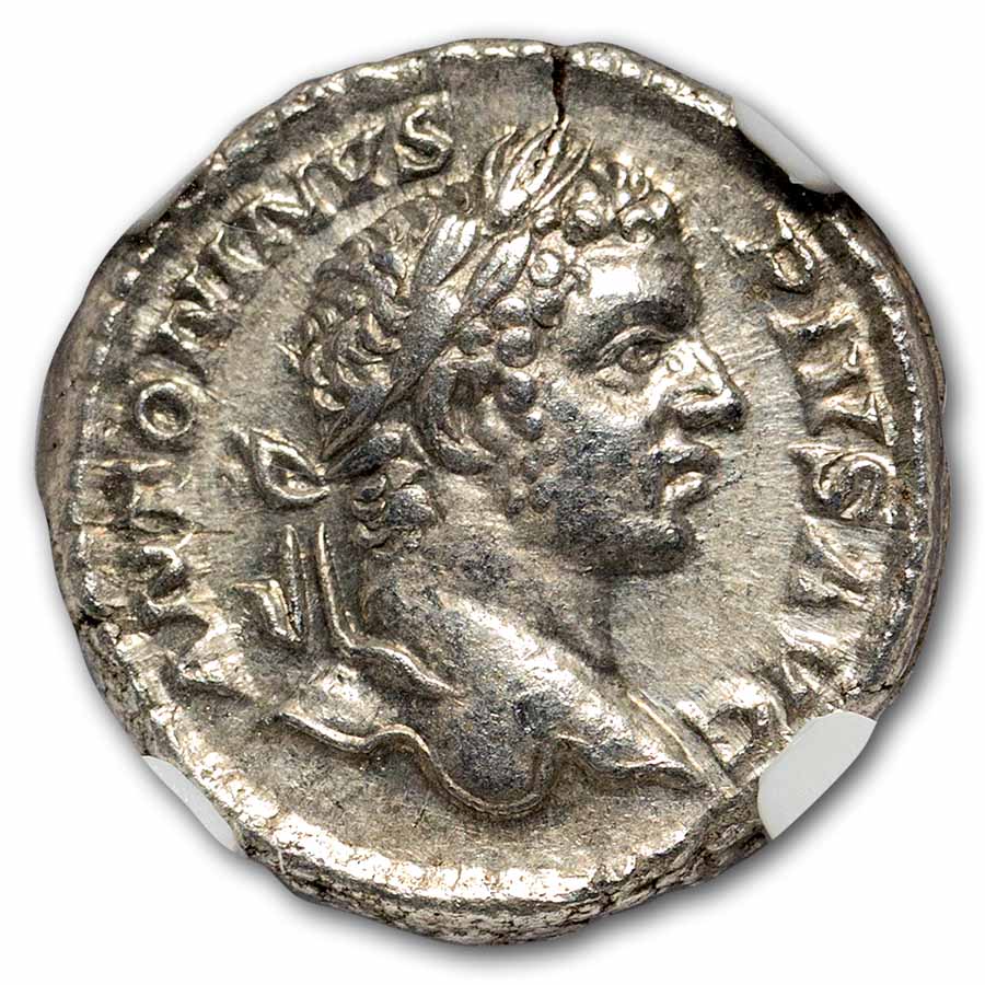 Roman Silver Denarius Emperor Caracalla (198-217 AD) Ch-VF NGC