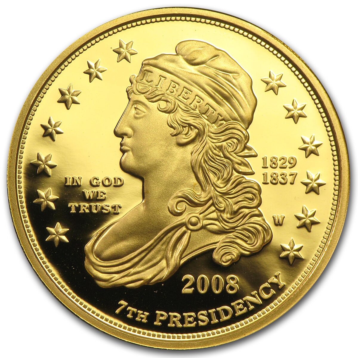2008-W 1/2 oz Proof Gold Jackson's Liberty (w/Box & COA)