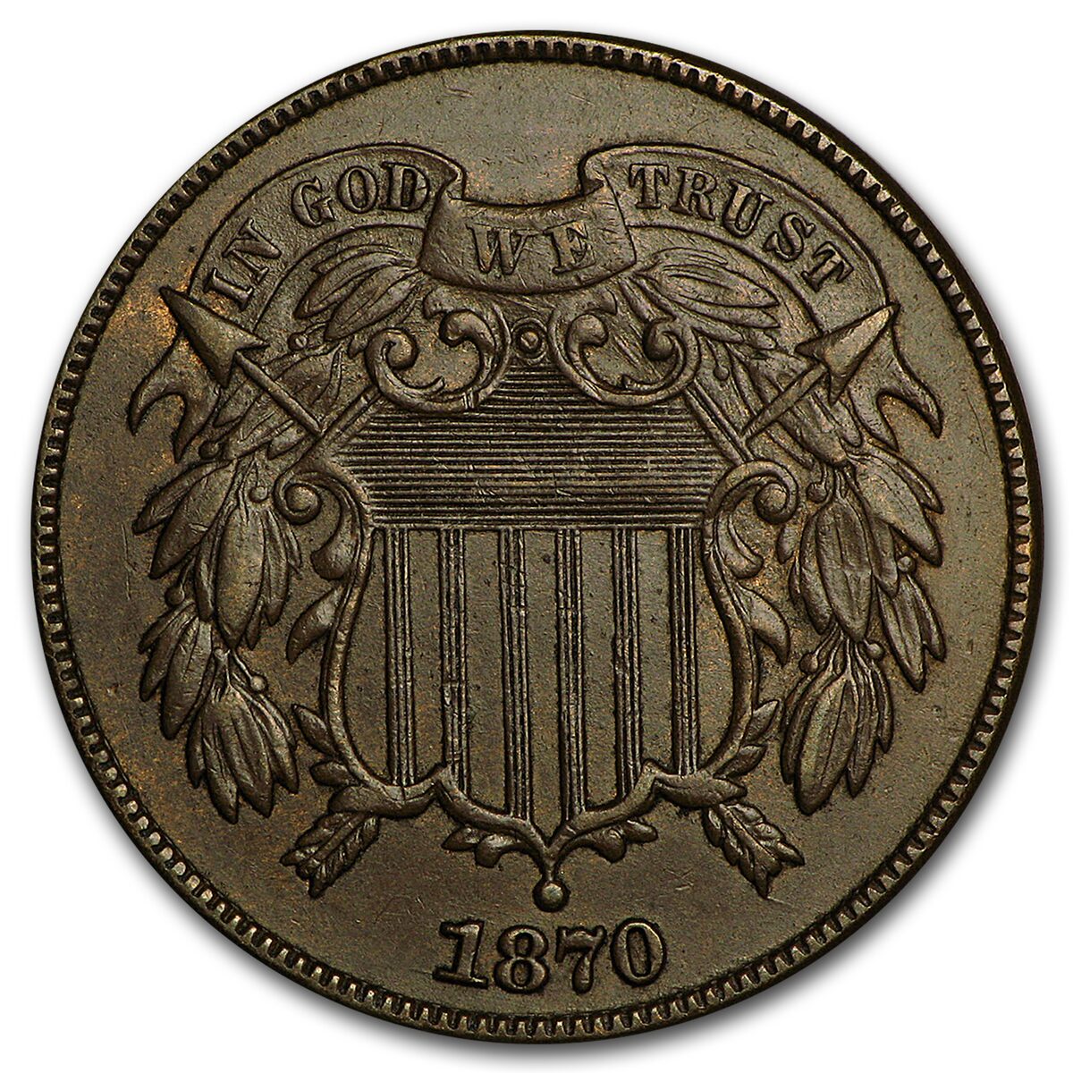 1870 Two Cent Piece AU