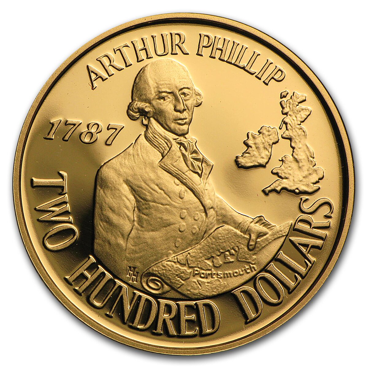 1987 Australia Gold $200 Arthur Phillip BU/Proof