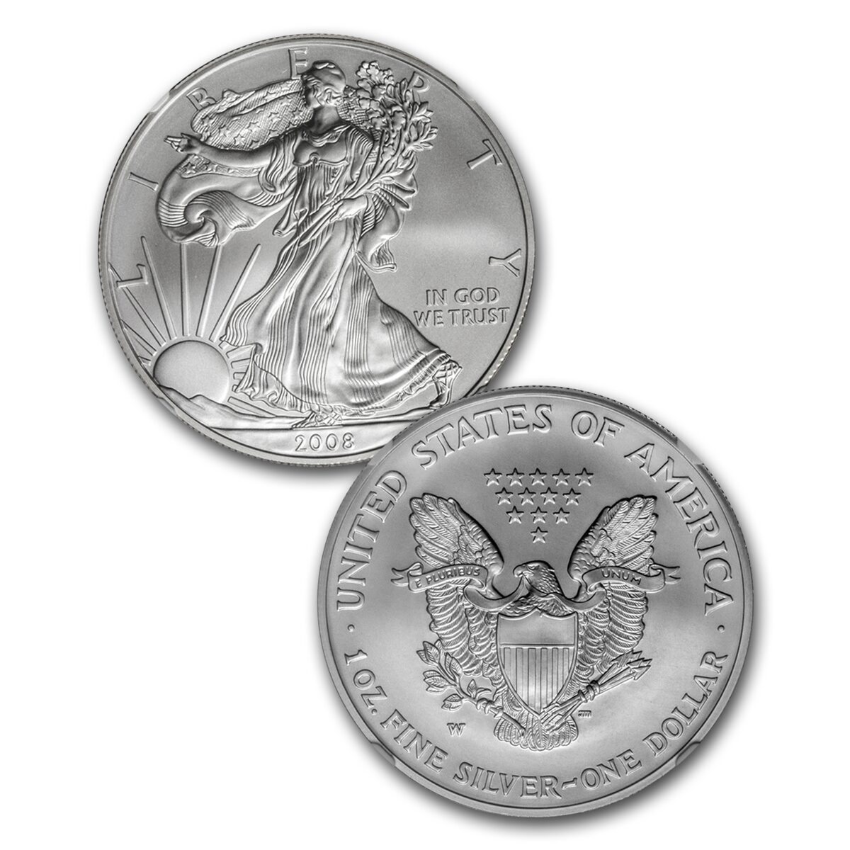 2008-W Burnished American Silver Eagle MS-70 NGC (Rev '07)