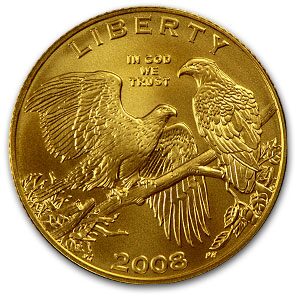 2008-W Gold $5 Commem Bald Eagle BU (w/Box & COA)