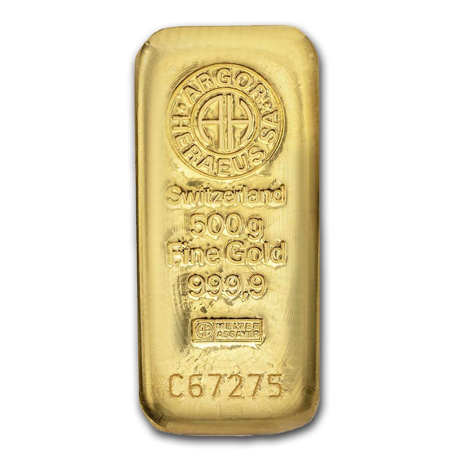 500 gram Gold Bar - Argor-Heraeus (Cast)