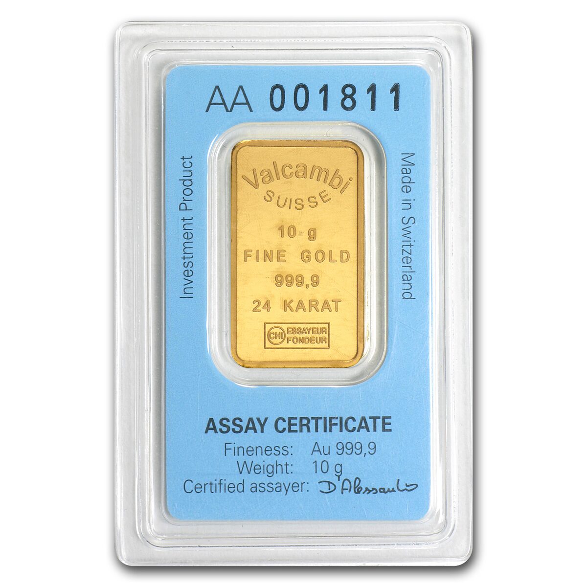 10 gram Gold Bar - Brand Name (w/Assay Card)