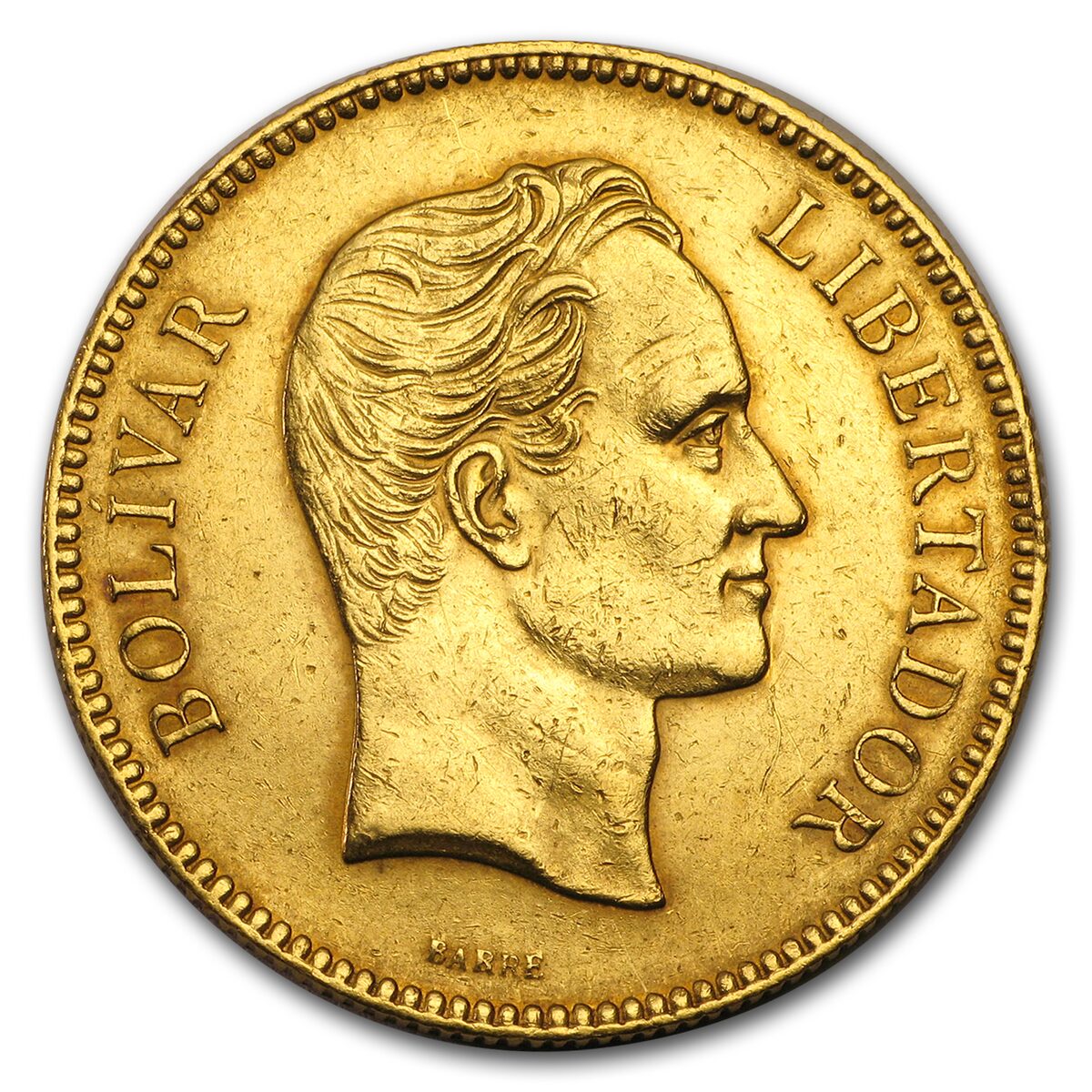 1886-1889 Venezuela Gold 100 Bolivares Avg Circ (Random)