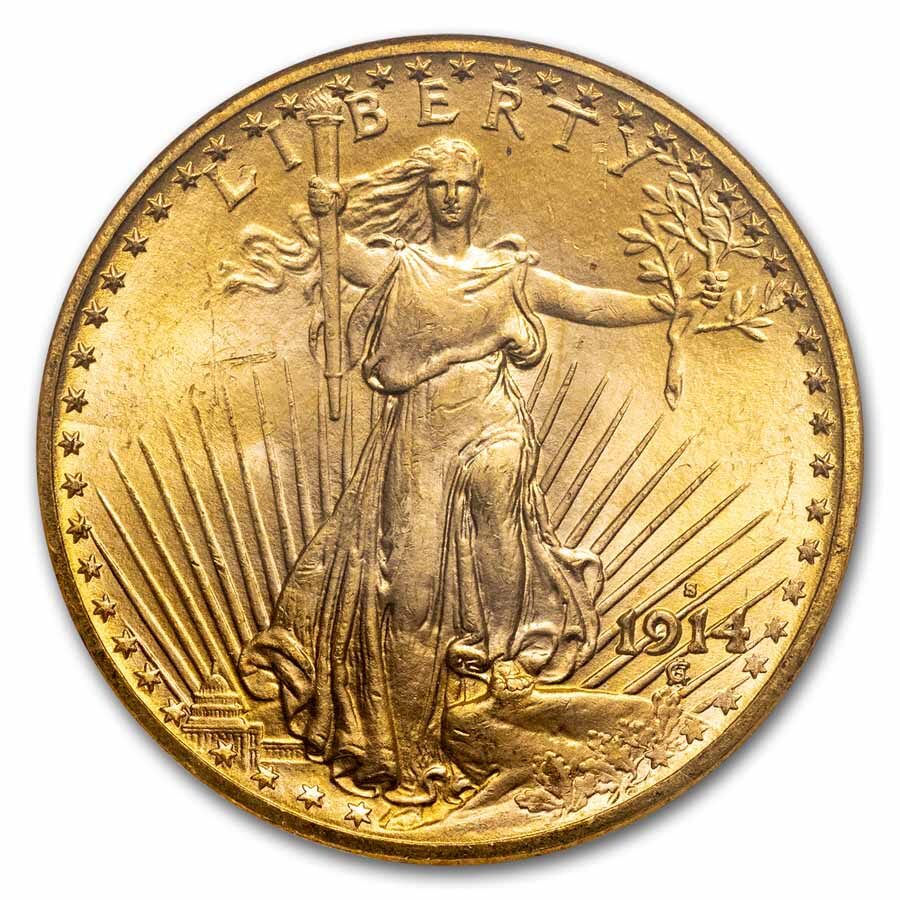 1914-S $20 St Gaudens Gold Double Eagle MS-65 NGC