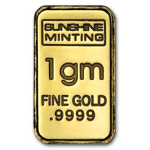 1 gram Gold Bar - Sunshine Minting Vintage Design