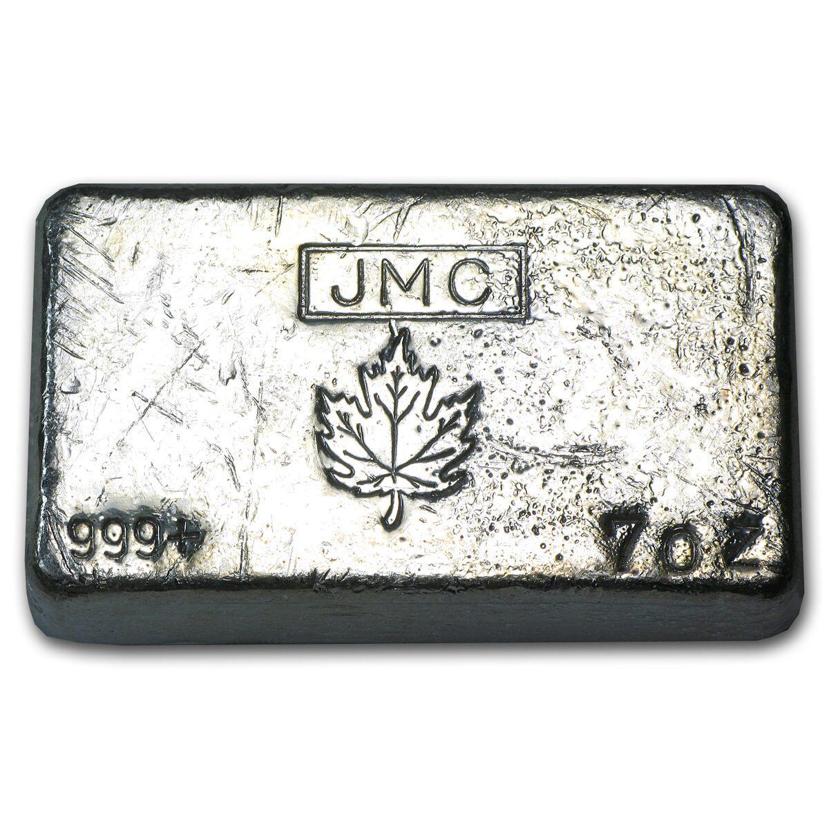 7 oz Silver Bar - Johnson Matthey Canada (Poured, Maple Leaf)