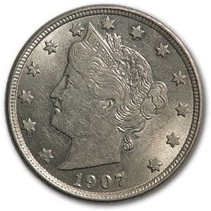 1907 Liberty Head V Nickel AU