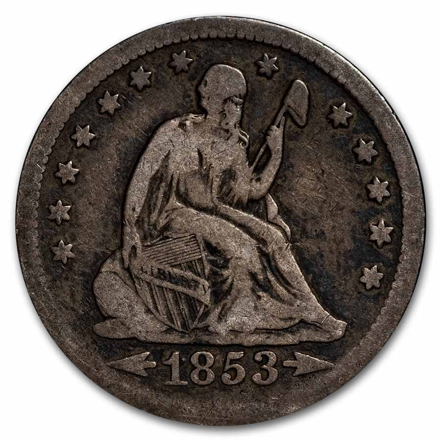 1853-O Liberty Seated Quarter w/Arrows & Rays VG