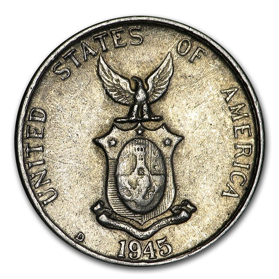 1907-1946 Philippines Silver 10 Centavos Avg Circ