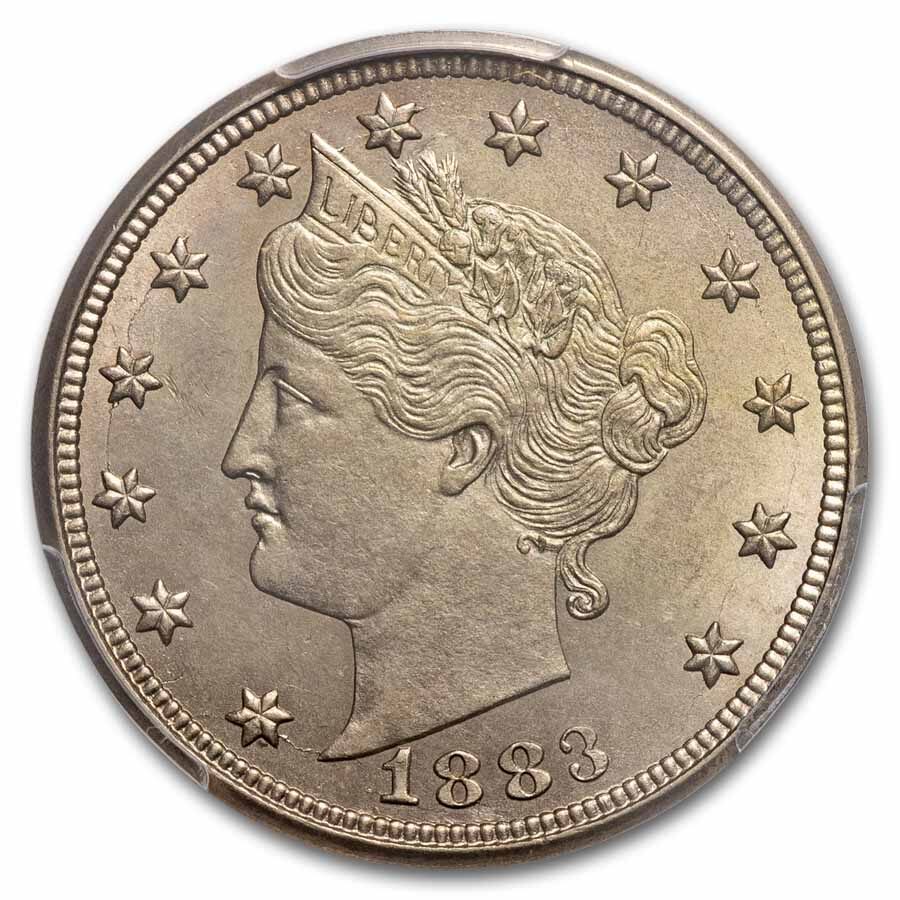 1883 Liberty Head V Nickel No Cents MS-63 PCGS