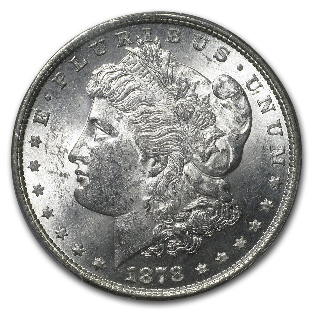1878 Stage Coach Silver Dollar 7 TF Rev of 79 BU PCGS