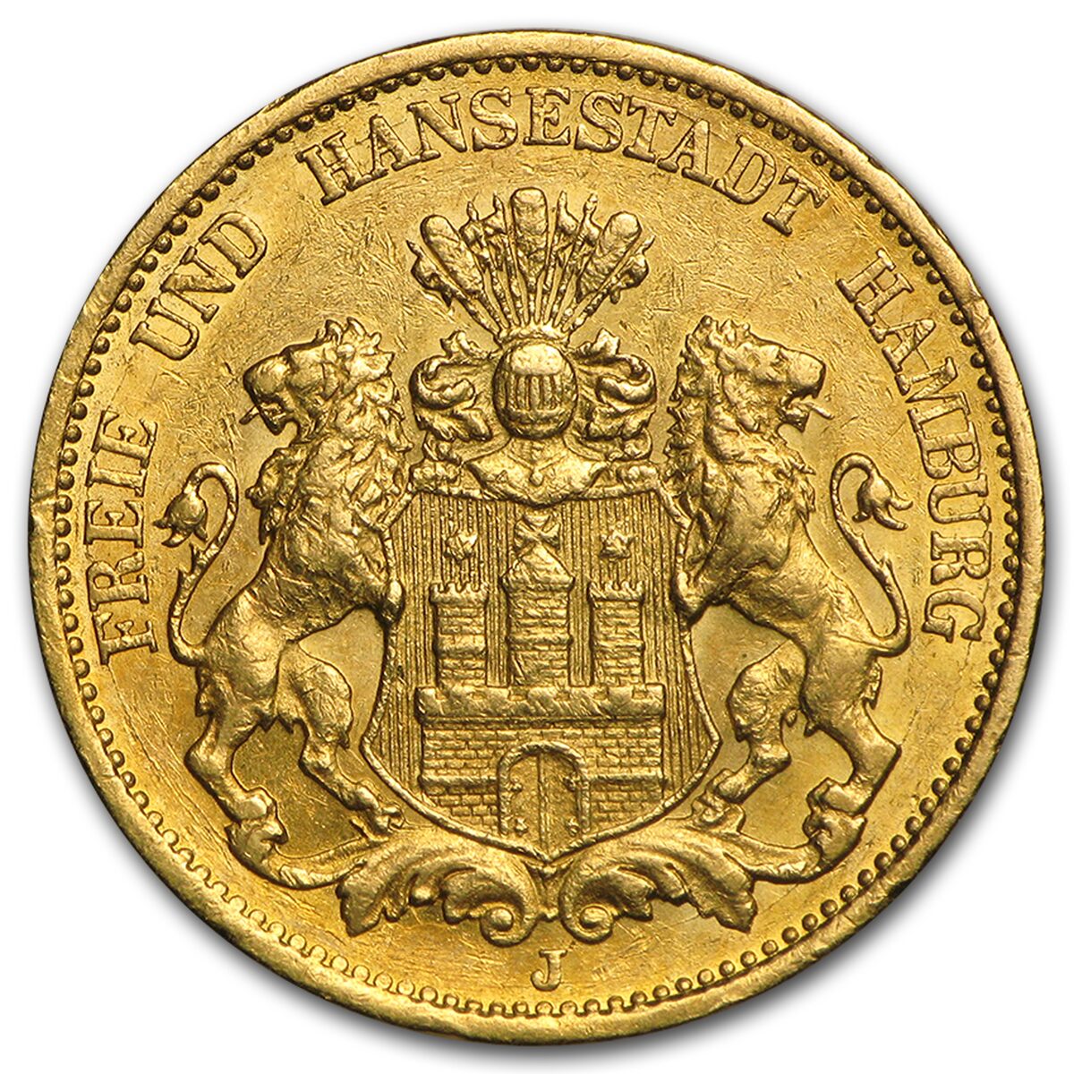 1875-1913 Germany Gold 20 Marks Hamburg Avg Circ