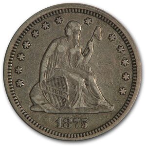 1875 Liberty Seated Quarter XF