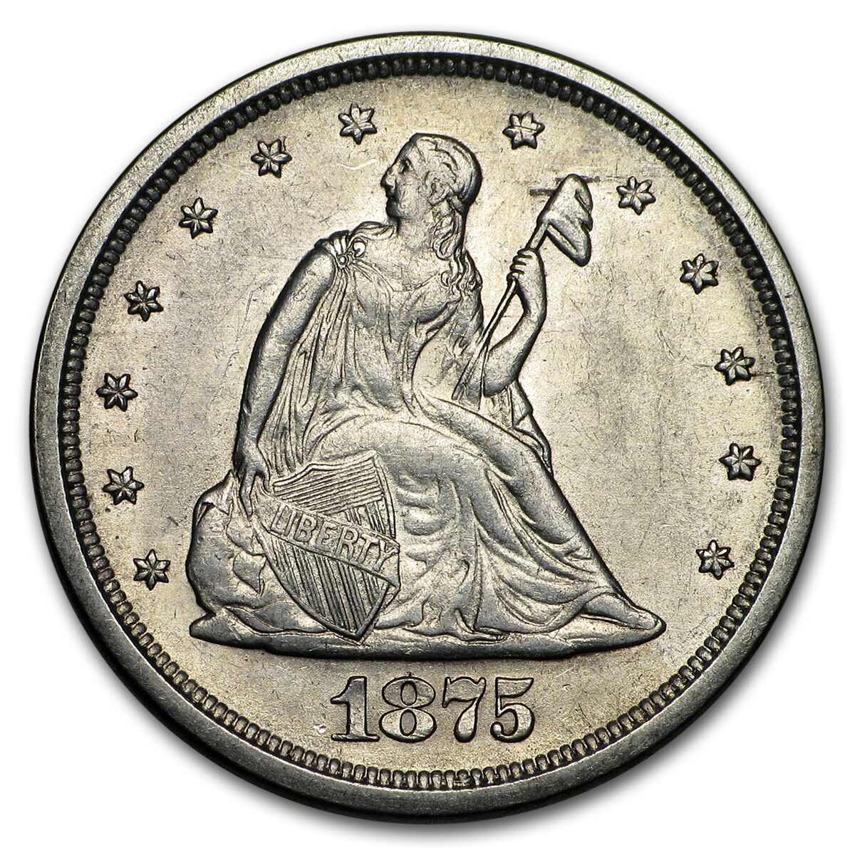 1875-S Twenty Cent Piece AU