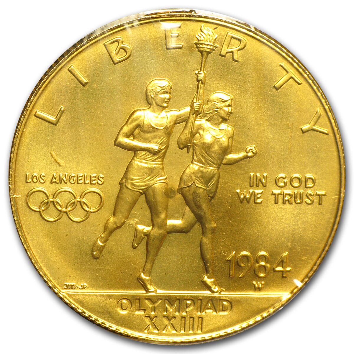 1984-W Gold $10 Commem Olympic (Original Olympic Serial # Holder)