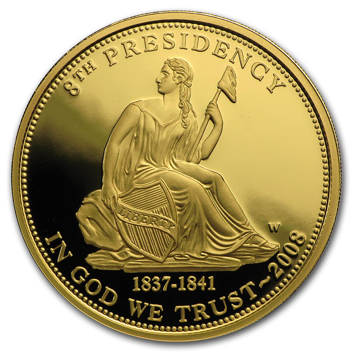 2008-W 1/2 oz Proof Gold Van Buren's Liberty (w/Box & COA)