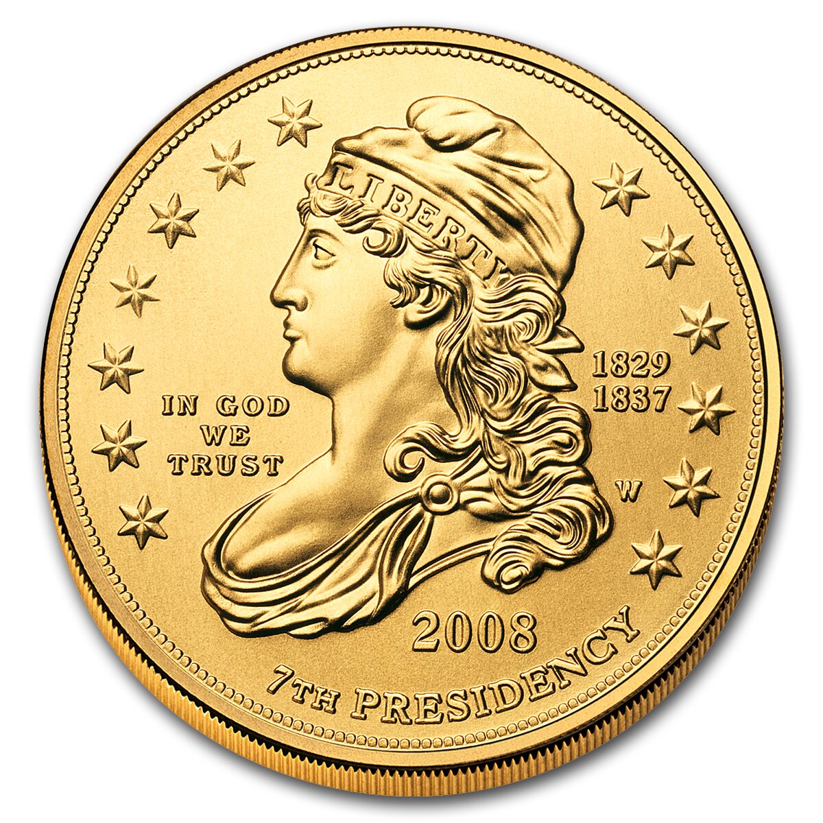 2008-W 1/2 oz Gold Jackson's Liberty BU (w/Box & COA)