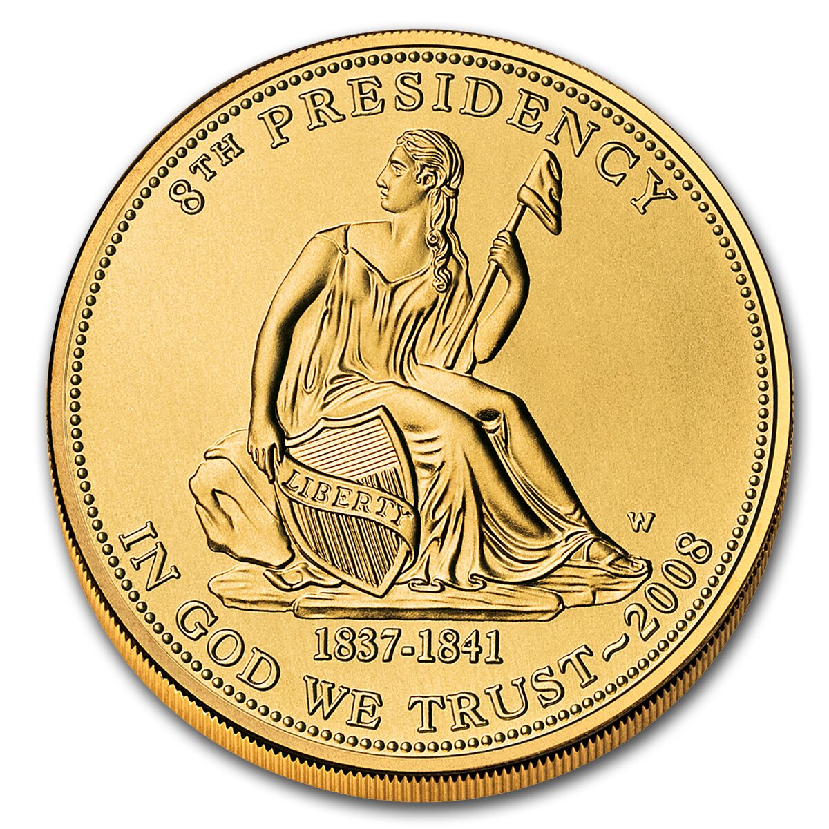2008-W 1/2 oz Gold Van Buren's Liberty BU (w/Box & COA)