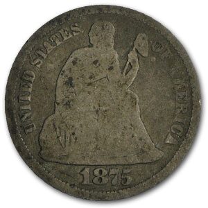 1875-S Liberty Seated Dime S Above Bow Good