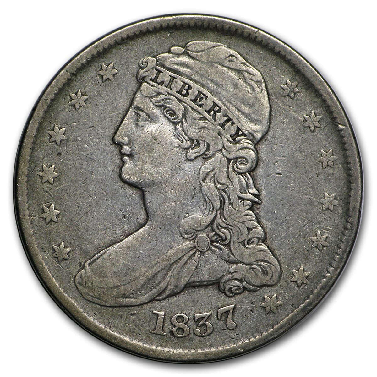 1837 Reeded Edge Half Dollar XF