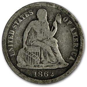 1862 Liberty Seated Dime VG