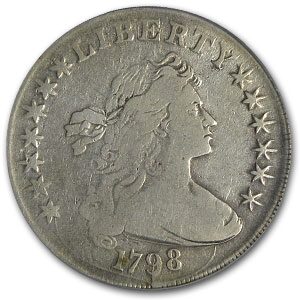 1798 Draped Bust Dollar Heraldic Eagle F-12 PCGS